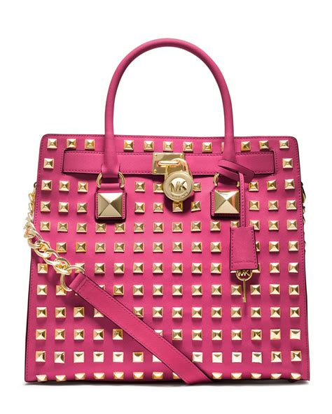 michael kors hamilton pyramid studded ew satchel saffiano tote|Michael Kors Hamilton tote bag.